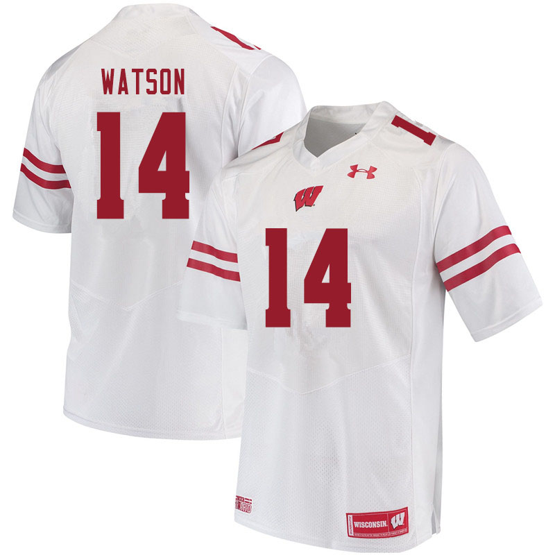 Men #14 Nakia Watson Wisconsin Badgers College Football Jerseys Sale-White
